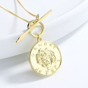 18K Gold Necklace • L Amour De Paris Pendant Necklace • Parisian • Coin …